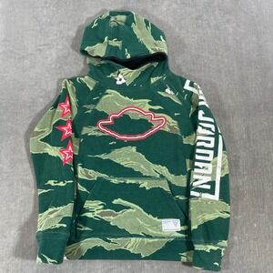 Air Jordan Kids Small Camo Green Red Stars Tiger Stripe Hoodie